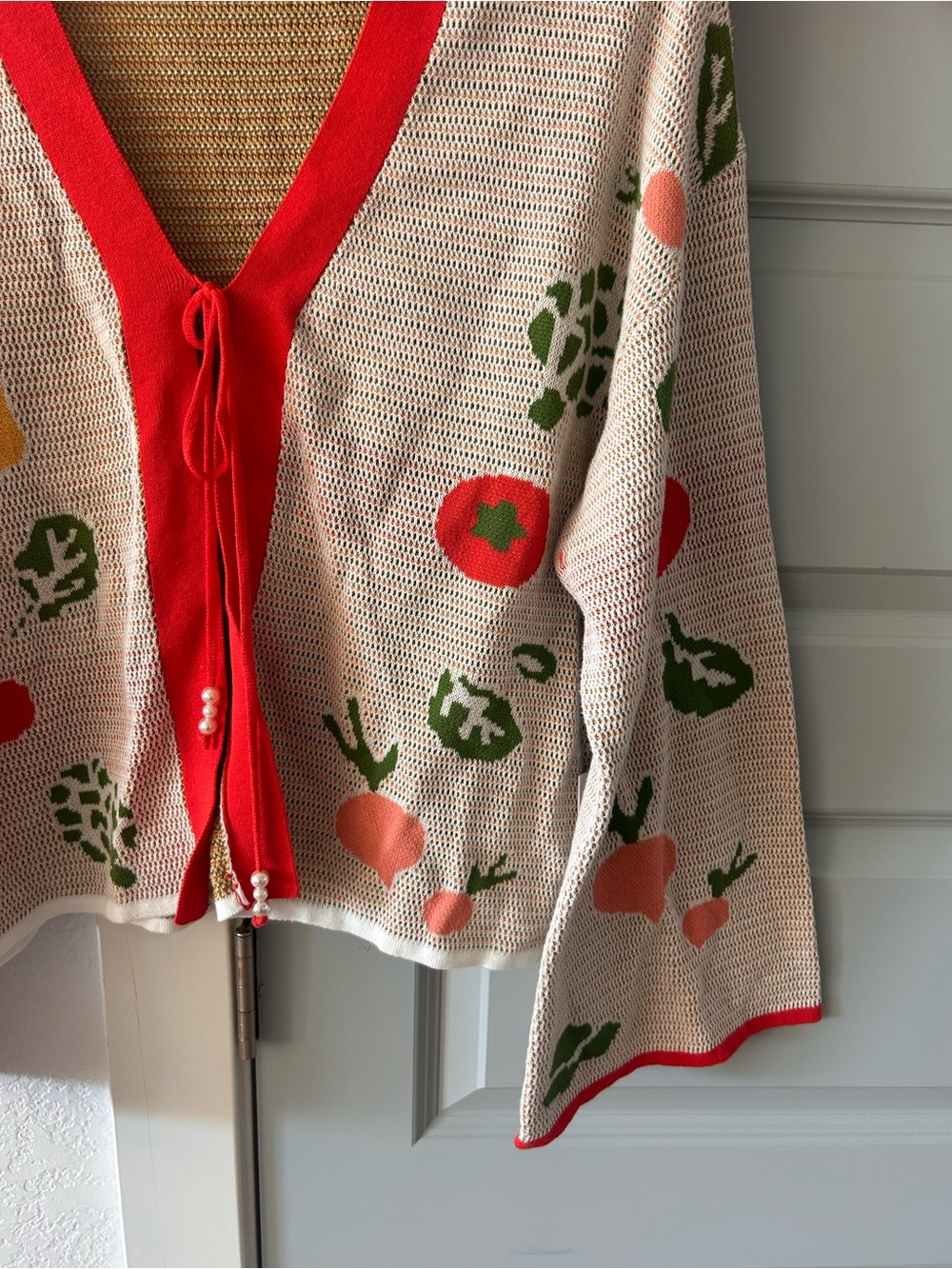 NWT Anthropologie Flat White Vegetable Print Shorts Cardigan Set- Sample - Picture 4 of 8